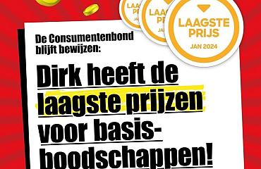 Dirk opnieuw uitgeroepen tot goedkoopste supermarkt door Consumentenbond